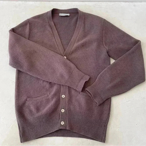 VINTAGE Christian Dior Cardigan Adult Medium Brown V-Neck Sweater Mens - Picture 3 of 12